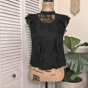Cato black crochet top XS